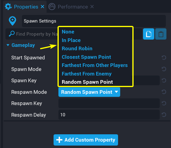 Spawn Mode Options