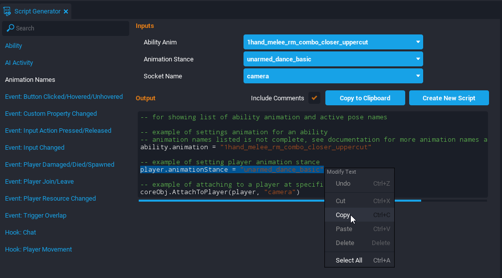 Script Generator Reference - Core Documentation