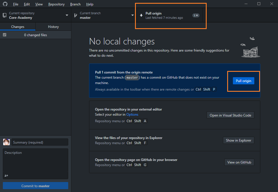 github desktop pull from master
